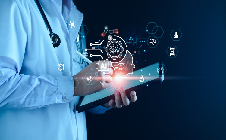 Doctor looking at a tablet