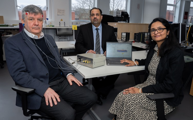 L to R): Dr Ahmet Omurtag, Professor Amin Al-Habaibeh, Sharmila Majumdar