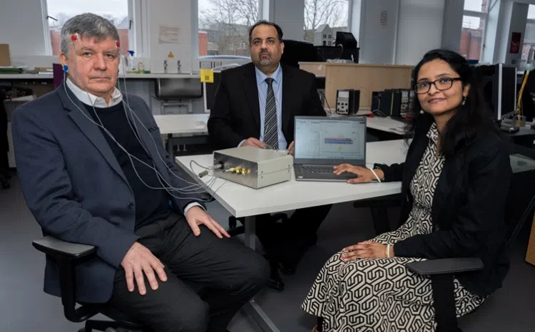 L to R): Dr Ahmet Omurtag, Professor Amin Al-Habaibeh, Sharmila Majumdar