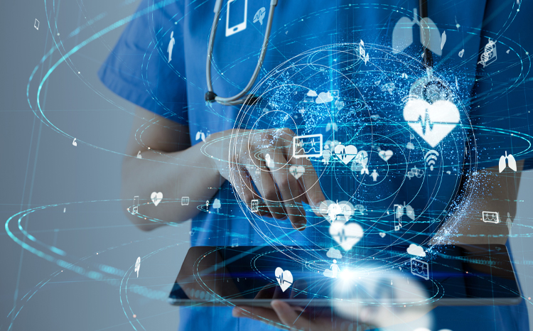 Doctor using tablet