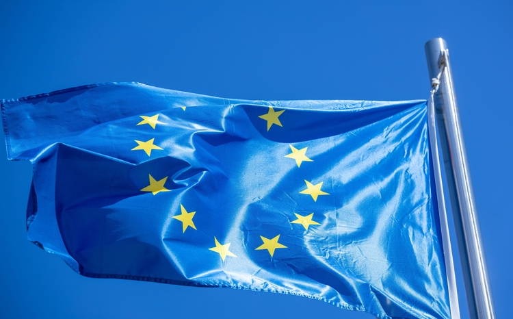 Blue EU flag with yellow stars