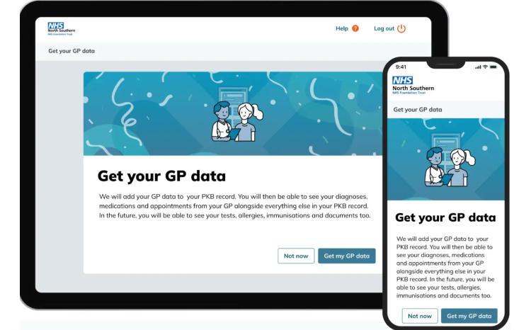 What a patient sees when they login to PKB to choose to store their GP data